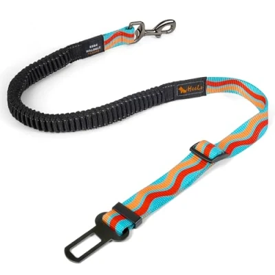 Imagen de AYADA Cinturon Perro Coche Seguridad Ajustable Amortiguació Elástico Nylon,Arnes Homologado Viaje Correa Reflectante Accesorios Mosquetón Mascotas Gato (Azul Celeste)