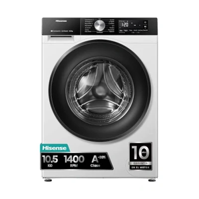 Imagen de Lavadora carga frontal Hisense WF3S1043BW3, 10 kg, 1400 rpm, 19 programas, A 20%, WiFi, Blanco