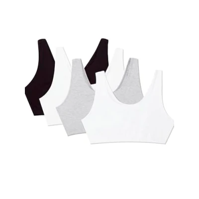 Imagen de Fruit of the Loom Sujetador Deportivo para Mujer (4 Unidades), Black/White/White/Heather Grey 4 Pack, 44