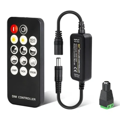 Imagen de DoRight Controlador LED Regulador Intensidad Luz para Tira DC5 24V, Interruptor Dimmer con Mando a Distancia Solo Color Tiras COB SMD 2835 5050