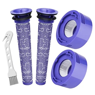 Imagen de Filtro para Dyson V7 V8 Serie, Filtros de Repuesto Lavables Aspiradora Animal Absolute Motorhead, 2pcs Prefiltros HEPA Postfiltros, Reemplazo DY#965661 01, DY#967478 01