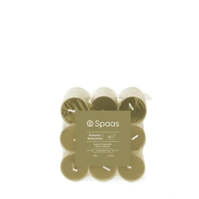 Imagen de Spaas Velas de té perfumadas, recipiente transparente, 4,5 h, paquete 18 unidades, aroma Romantic Reflections