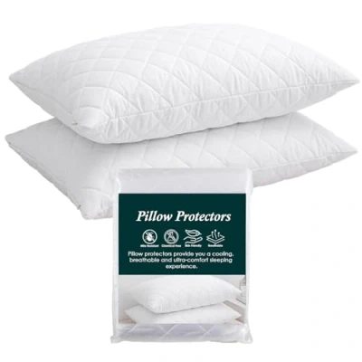 Imagen de EDS Protectores de Almohada Pack 2 Acolchados y con Cremallera, Anti alérgicos, Suaves cómodas Fundas Microfibra, Transpirables