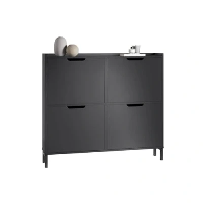 Imagen de SoBuy Zapatero 4 Solapas Armario de Entrada Estrecho Organizador Blanco 100 x 19 91 cm FSR100 W ES
