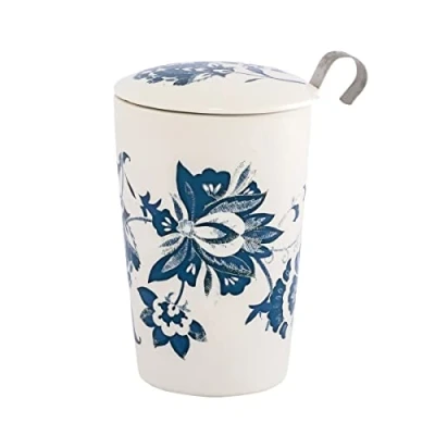 Imagen de Eigenart Teaeve Luna White 80049W Taza de porcelana con doble pared tapa y filtro acero inoxidable, sin BPA, 350 ml