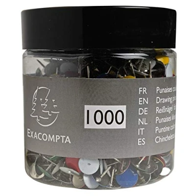 Imagen de Exacompta 14767E Cajita de 1000 chinchetas, multicolor
