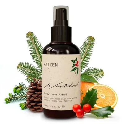 Imagen de Kaizen Spray Ambientador Navidad con Esencia de Pino y Naranja Dulce, 100ml Ambientadores Hogar Aceites Esenciales para Ambiente Navideño
