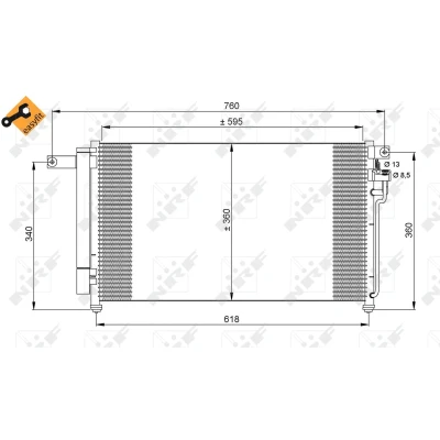 Imagen de NRF EASY FIT 35851 Condensador con secador, junta anular 13 8,5 Aluminio 595 KIA: RIO 2