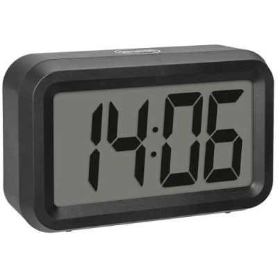 Imagen de TFA Dostmann 60.2038.01 Despertador Digital (conmutación Entre LCD LED híbrido, Funciona con Pilas, Alarma y función de repetición, 2 Niveles Brillo, atenuación (LED), Color Negro