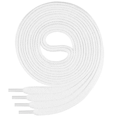 Imagen de Di Ficchiano Cordones planos de algodón 100% para zapatillas y calzado deportivo, muy resistentes, aprox. 7 mm ancho, 45 200 cm longitud, fabricado en Europa, Unisex, Blanco, 140