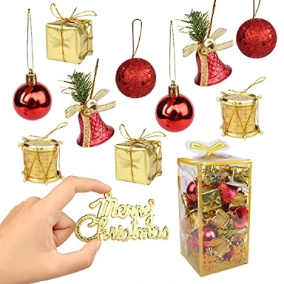 Imagen de Yisscen Bolas de Navidad Rojo Dorado, 32 Piezas Adornos Arbol Inastillables Brillantes, para Navidad, Fiestas en el Hogar, Bodas, Decoración
