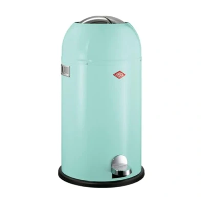 Imagen de WESCO Kickmaster Cubo de basura (chapa acero con recubrimiento en polvo, amortiguador integrado, 33 litros capacidad, ranura grande), color verde menta