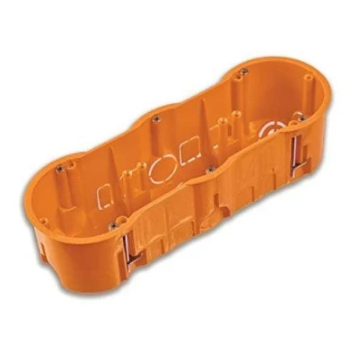 Imagen de Pawbol Caja de 3 compartimentos para pared hueca, profundidad 60 mm, orificio fresado, x 68 mm diámetro, con 6 tornillos premontados