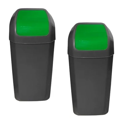 Imagen de Set de 2 Cubos Papeleras con tapa basculante 15L/u color verde