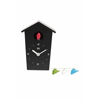 Imagen de KOOKOO Birdhouse Mini Negro, pequeño Reloj cucu Design Moderno, Sonidos de 12 Aves o Cuco, pájaros cantores