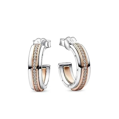 Imagen de Pandora Signature Mujeres Pendientes Baño de oro rosa 14 quilates 282737C01