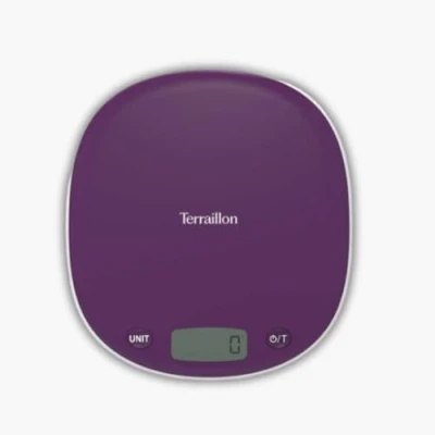 Imagen de TERRAILLON Balanza de cocina electrónica Tara, Conversión líquidos Mango integrado Capacidad 5 kg, Precisión 1g Modelo &#039;MACARON&#039;, Ciruela