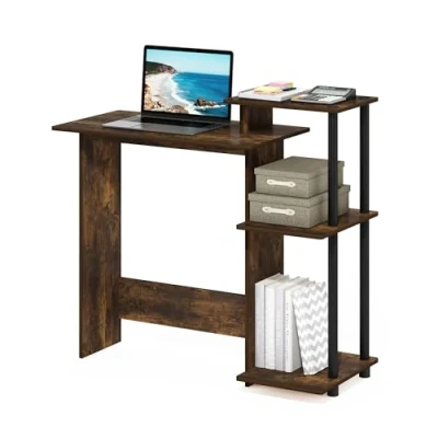 Imagen de Furinno Efficient Escritorio para Ordenador portátil, Madera de ingeniería, Pino Ámbar/Negro, 39.62 (D) x 100.58 (W) 85.34 (H) cm