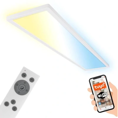 Imagen de BRILONER lámpara de techo LED 98cm plana Smart Home, funciona con Alexa, LED, salón, panel cocina, dormitorio, 98x20x3 cm, blanco