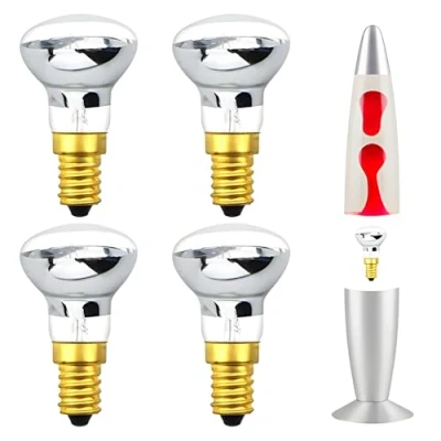 Imagen de Klarlight Bombillas Incandescentes 25W E14 R39 Blanco Cálido Bombilla de Lámpara Lava SES Pequeño Tornillo Edison Reflector (4 Unidades)