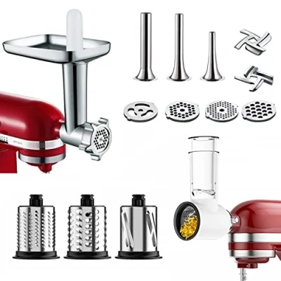 Imagen de COFUN Accesorios para Picadora de Carne y Cortador Verduras Kitchen Aid, Incluye Accesorio Picar Juego Cortadores
