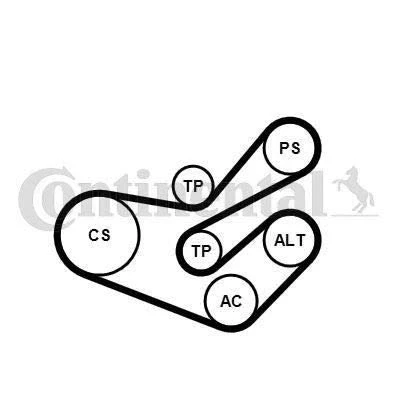 Imagen de CONTITECH 6PK1750K3 Juego de correas trapeciales poli V con amortiguador tensado, rodillo tensor PEUGEOT: Partner I Furgón, 406 Berlina