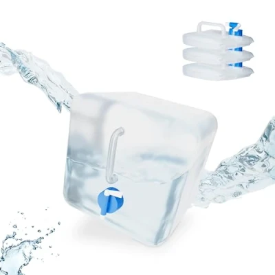 Imagen de Relaxdays Bidón Plegable, Grifo y Tapón de Rosca, para Acampada, Sin BPA, 4 Unidades, 10 litros, Transparente Azul, Unisex, Medium
