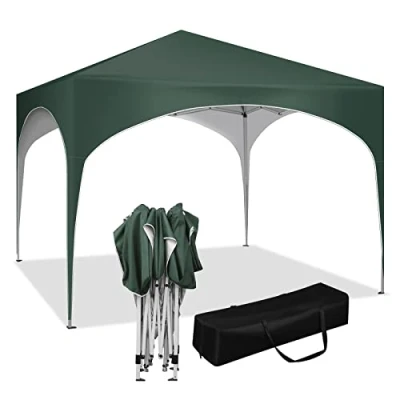 Imagen de WOLTU Pabellón de Jardín Cenador Plegable Pérgola Cuadrada con Diseño Pop Up y Techo semicircular Carpa Cubierta Tela Oxford Hecho Tubos Metales 3x3m,Altura Ajustable para Camp Playa,Gris