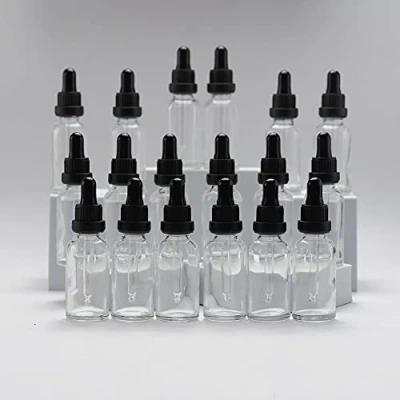 Imagen de YIZHAO Transparente Frasco Cuentagotas Cristal 30ml, con Goteros Cristal, para Aceite Esencial, Laboratorio, Aromaterapia, Fragancia, Masaje, Cosméticos, Viajes 18Pcs