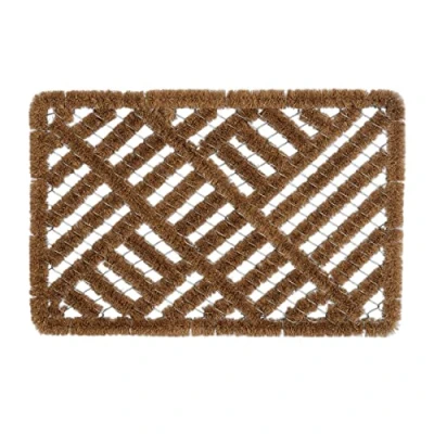 Imagen de Relaxdays Felpudo de Rejilla, 40x60cm, Alfombrilla Entrada, Coco y Metal, Interior, Resistente a la Intemperie, Natural