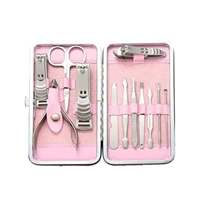 Imagen de Juego de manicura y pedicura uñas, kit acero inoxidable, aseo profesional, herramientas cuidado uñas para mujeres hombres, profesional viaje