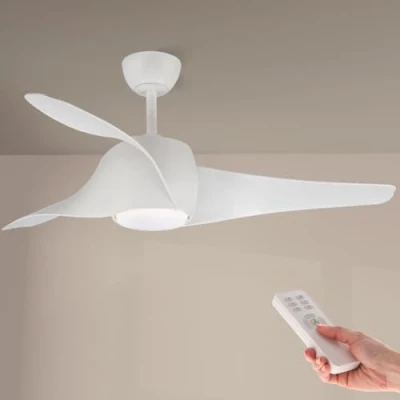 Imagen de M Ledme Ventilador de Techo Led Fanton Blanco 58W, mando a Distancia, Bajo consumo, motor DC 40W+Luz 18W, 8 velocidades,Silencioso ,3 Aspas, modo invierno verano, temporizador, LM8080