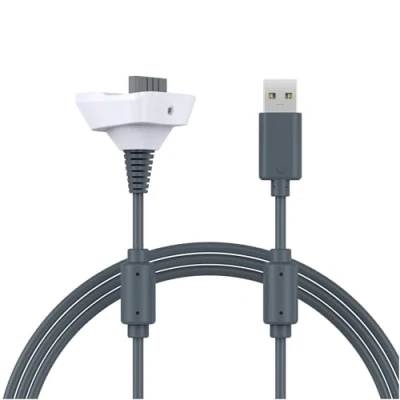 Imagen de MMOBIEL Cable Cargador USB para Xbox 360/360 Slim Wireless Controller 1,8m de Carga Controlador Inalámbrico Rápida Mando Consola (Blanco)