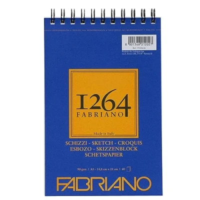 Imagen de Unbekannt Honsell 19100636 Fabriano Schizzi 1264 Bloc de dibujo con espiral (90 g/m², DIN A5, 60 hojas papel color blanco marfil, sin ácidos, ligeramente granulado, para todas las técnicas en seco)
