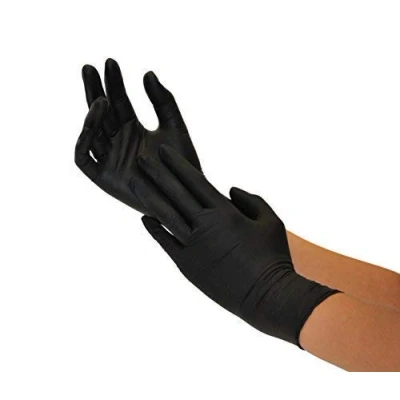 Imagen de guantes de nitrilo, 200 pcs caja (M, Negro), examen desechables libres látex, sin polvo, limpieza guantes, sanitarios para la cocina, cocina limpieza, seguridad manejo alimen