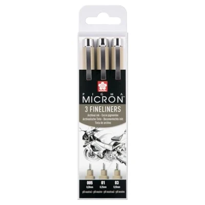 Imagen de Pigma Micron XSDK3FD Juego de 3 Plumas, negro Dibujo