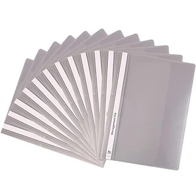 Imagen de GUOKOFF A4 Carpeta Dossier Fastener (Gris x 12 Pieza), Tapa Delantera Transparente, Dossiers Fásteners de Plástico, Carpetas para Presentación, Subcarpeta Carpetilla Portadocumentos