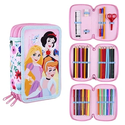 Imagen de CERDÁ LIFE&#039;S LITTLE MOMENTS Estuche Escolar 3 Compartimentos Niña de Princesas Disney Incluye Todo el Material Necesario para Preescolar y Primaria Licencia Oficial