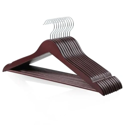 Imagen de Amazon Basics Perchas de madera para prendas traje, 10 Unidad, cereza
