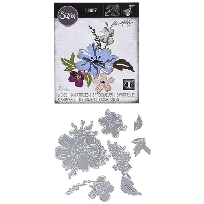 Imagen de Sizzix 665210 Troquel Thinlits diseño de flores #2 por Tim Holtz 8 unidades