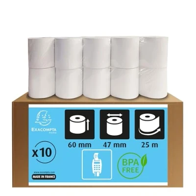 Imagen de Exacompta 40902E Pack de 10 rollos papel térmico, 55 gr