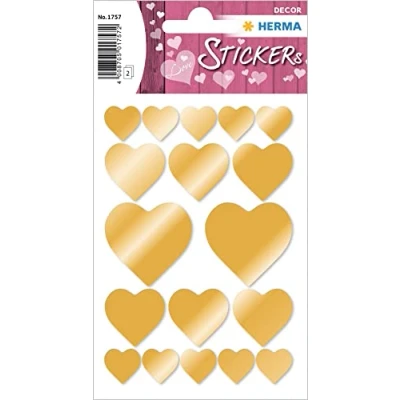 Imagen de HERMA 1757 Pegatinas Corazones Oro Pequeñas Grandes 36 Unidades Corazón Autoadhesivas en Forma de para San Valentín Amor Boda Cumpleaños Scrapbooking Decoración Regalo Cartas DIY