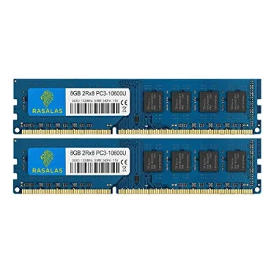 Imagen de Rasalas PC3 10600 DDR3 1333 16GB Kit (2x8GB) 1333MHz 2Rx8 10600U 8GB Ram 240 Pin 1.5V CL9 Desktop Memory Module