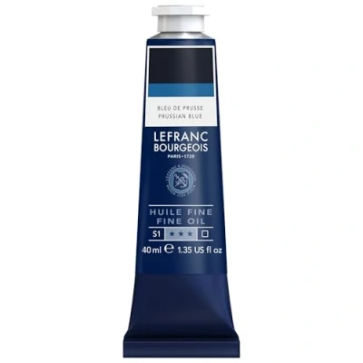 Imagen de Lefranc Bourgeois 301772 Pintura al óleo fina de calidad, resistente a la luz y consistencia uniforme, tubo 40 ml, ideal para lienzos tableros pintura, azul Prusia