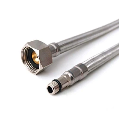 Imagen de Xcel Home 2x M8 x 1/2 Flexible Conectores de latiguillo griferia (500mm) Par BSP Monobloc Mezclador Flexi Pipe Tails Lead Free manguera para grifo Acero Inoxidable Trenzado