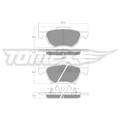 Imagen de TOMEX brakes TX 14 50 Juego de pastillas freno Eje delantero con avisador acústico desgaste HONDA: ACCORD 7 Limousine, Tourer,
