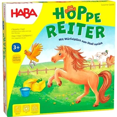 Imagen de HABA 4321 ¡A Galopar!, Juego Infantil de Mesa recolección y Carreras a Caballo. Más 3 años