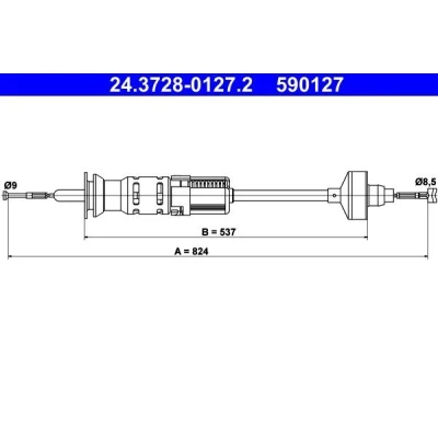Imagen de ATE 24.3728 0127.2 Cable de Embrague con reajuste automático VOLKSWAGEN: Golf 3, 3 Variant, Cabrio