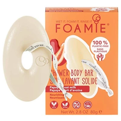 Imagen de Foamie Gel de ducha 2 en 1 solido para todo tipo piel Con papaya y leche avena que hidrata intensamente la 100% vegano sin plástico 80 g