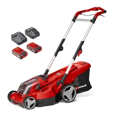 Imagen de Einhell Cortacésped inalámbrico RASARRO 36/36 Kit Power X Change (36 V, 36 cm de Ancho Corte, hasta 400 m², Cesta 45 L, Altura Corte 25 75 mm, Incluye 2 baterías 3,0 Ah Plus +